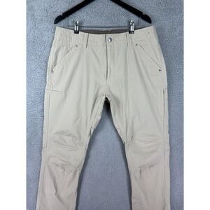 CQR Tactical Pants Mens 36x32 Beige Outdoor Hiking Stretch Nylon Zipper Pocket